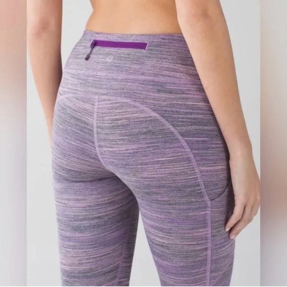 lululemon athletica Pants - Lululemon Speed Up Tights IV Space Dye Camo Tender Violet Black Grape Ruched 2